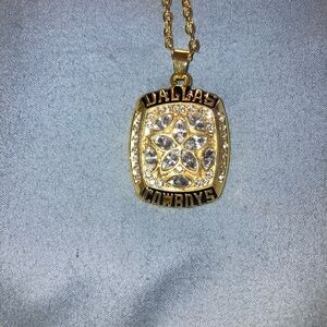 NFL Gold and Clear Crystal Dallas Cowboys Pendant Necklace